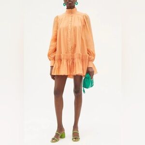 Aje Pavillon Pleat Mini Dress Orange Women's US 12 AU 16